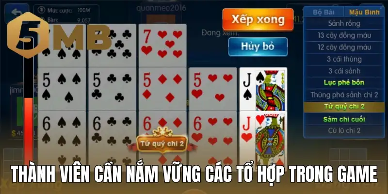 Thành viên cần nắm vững các tổ hợp trong game